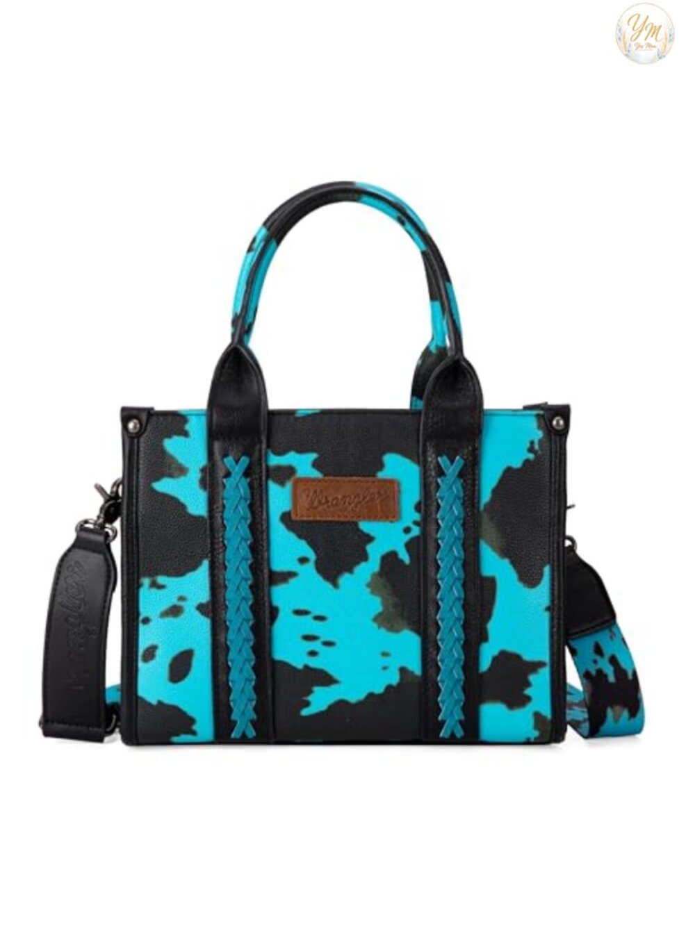 Wrangler Cow Print Vegan Leather Tote Bag Women Western Top Handle Satchel